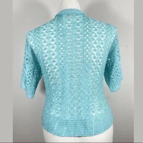 NWT C’est 1946 open knit short sleeve cardigan open front - Picture 2 of 4